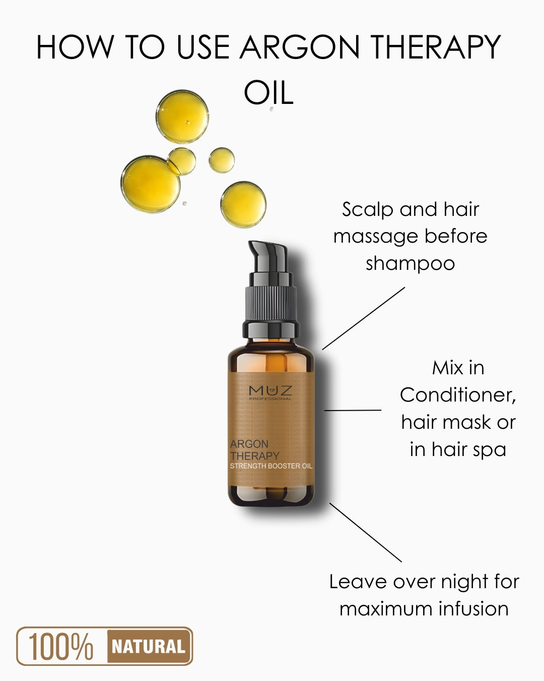 MUZ PROFESSIONAL ARGON THERAPY STRENGTH BOOSTER HAIR OIL 30 ML