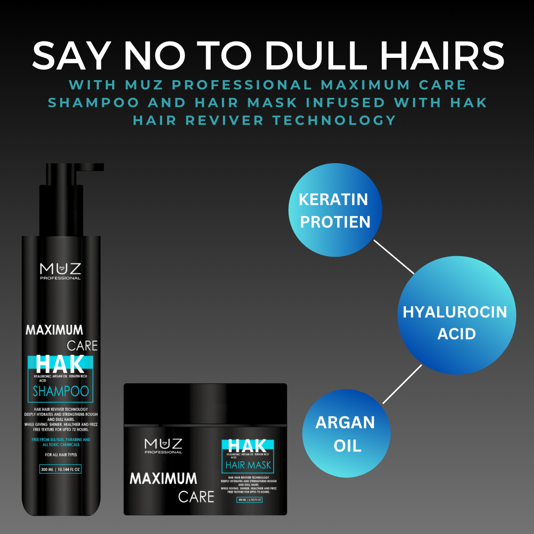 MUZ PROFESSIONAL MAXIMUM CARE SHAMPOO AND HAIR MASK COMBO 300 ML + 200 ML