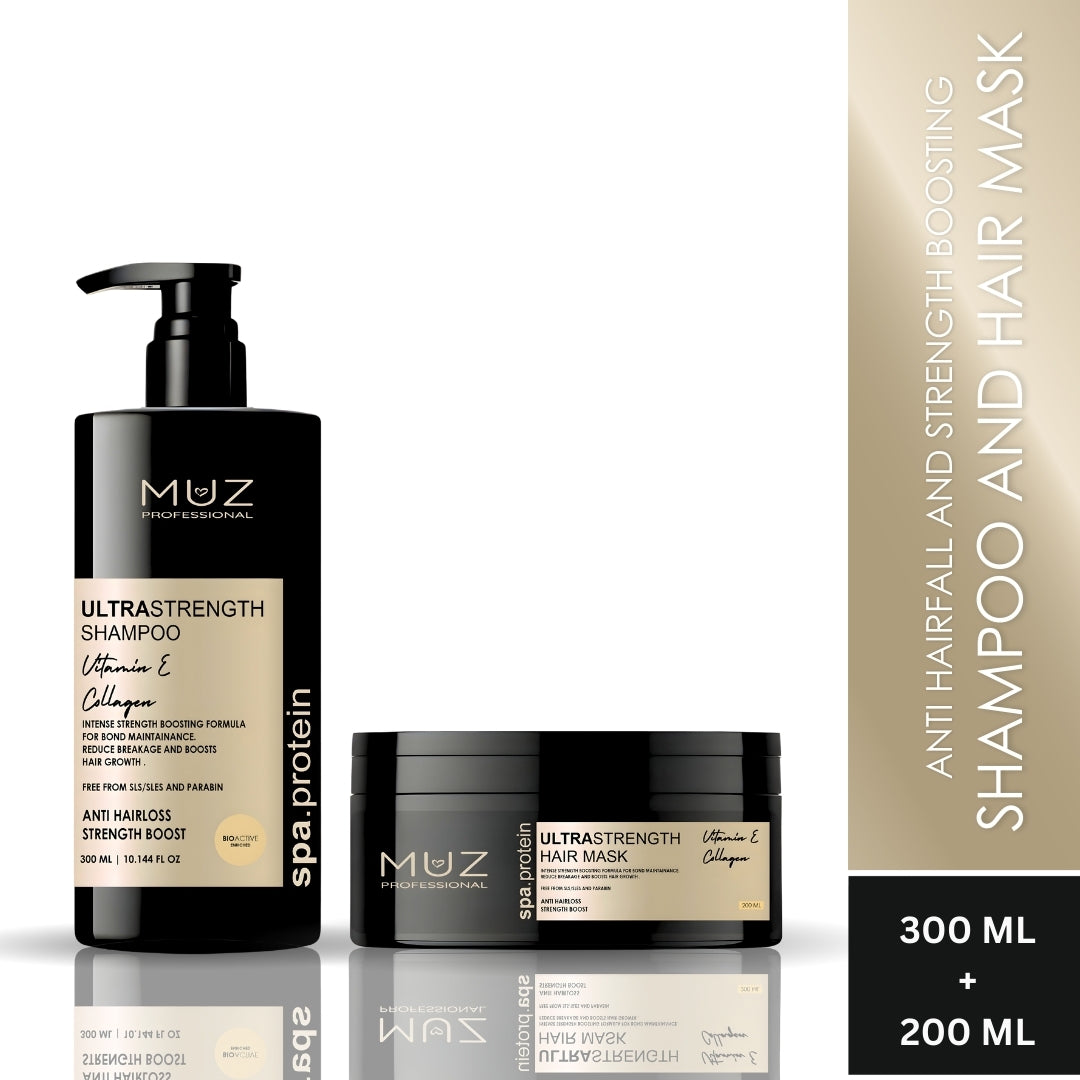 MUZ PROFESSIONAL SPA PROTEIN ULTRASTRENGTH SHAMPOO AND HAIR MASK COMBO 300 ML + 200 ML