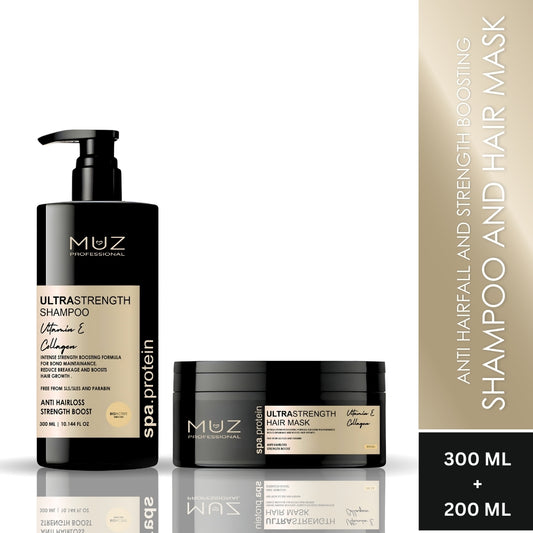 MUZ PROFESSIONAL SPA PROTEIN ULTRASTRENGTH SHAMPOO AND HAIR MASK COMBO 300 ML + 200 ML