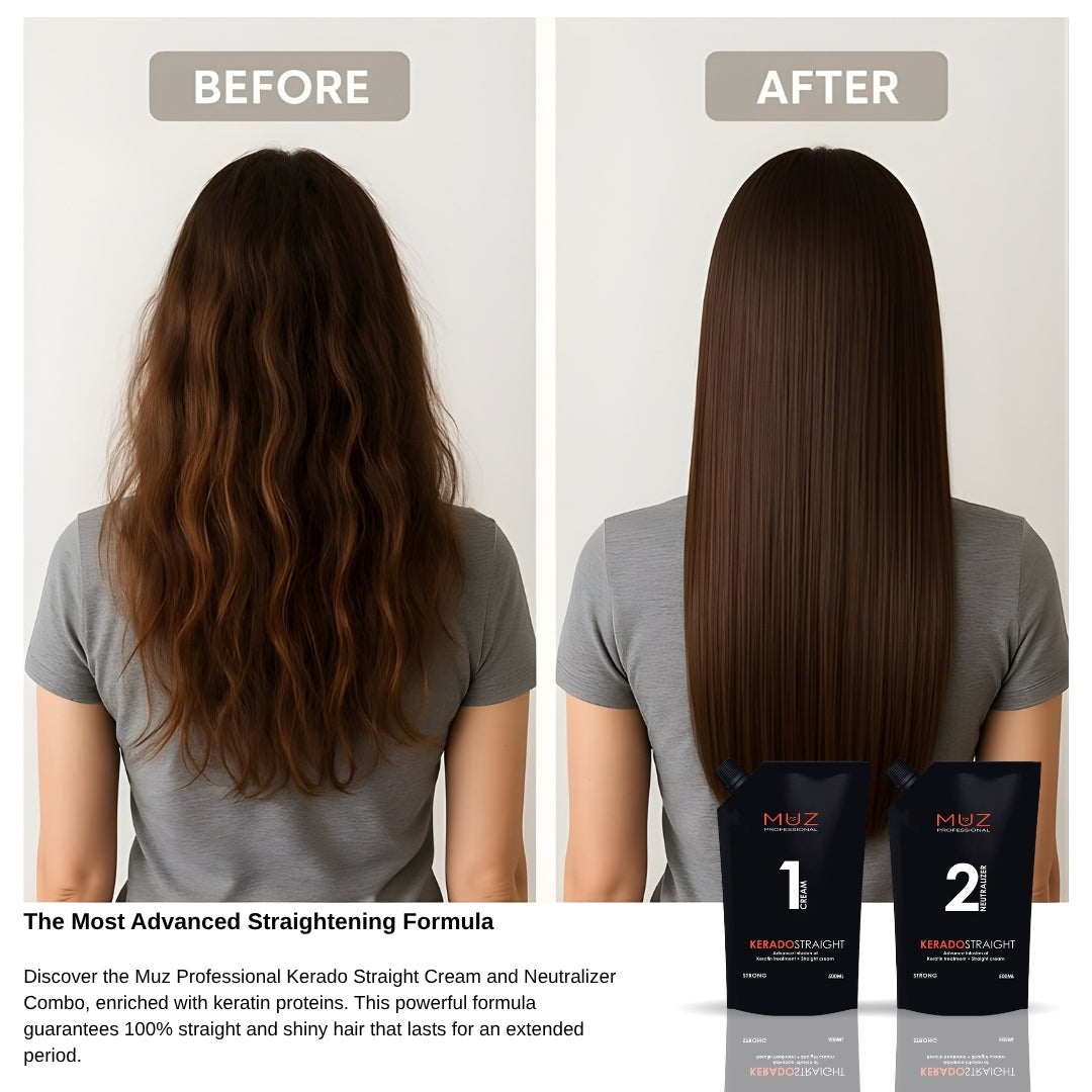 MUZ PROFESSIONAL KERADO STRAIGHT CREAM AND NEUTRALIZER 500 ML + 500 ML WITH 300 ML PRE TREATMENT SHAMPOO FREE