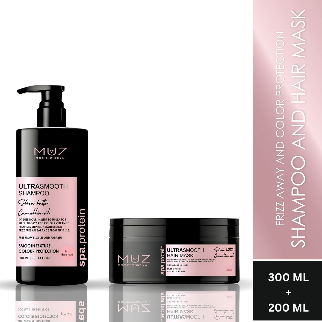 MUZ PROFESSIONAL SPA PROTEIN ULTRASMOOTH SHAMPOO AND HAIR MASK COMBO 300 ML + 200 ML