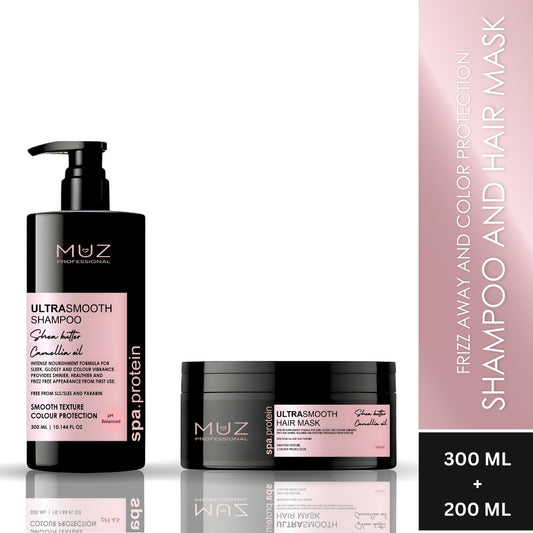 MUZ PROFESSIONAL SPA PROTEIN ULTRASMOOTH SHAMPOO AND HAIR MASK COMBO 300 ML + 200 ML