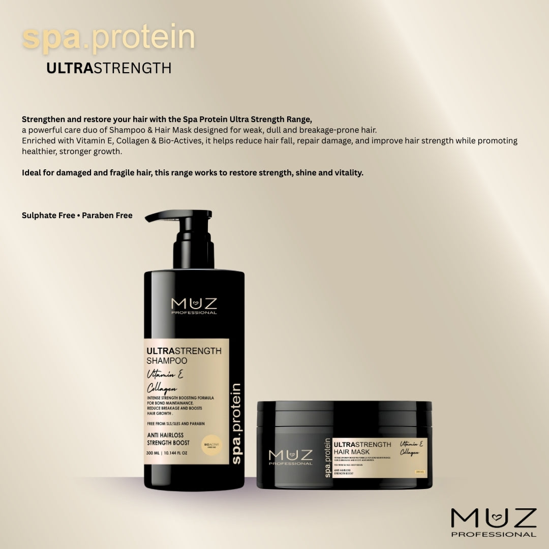 MUZ PROFESSIONAL SPA PROTEIN ULTRASTRENGTH SHAMPOO AND HAIR MASK COMBO 300 ML + 200 ML