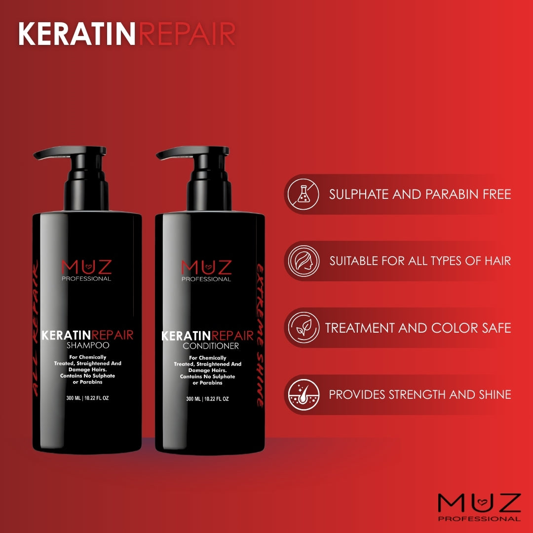 MUZ PROFESSIONAL KERATIN REPAIR SHAMPOO AND CONDITIONER COMBO PACK 300 ML +300 ML