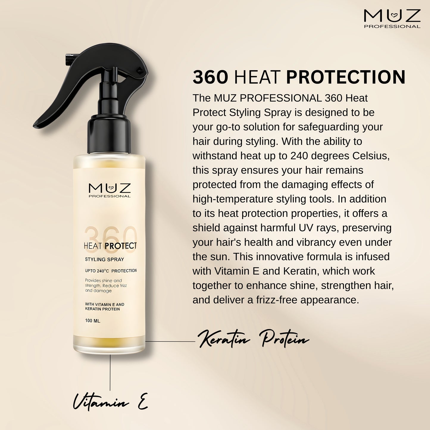 MUZ PROFESSIONAL 360 HEAT PROTECT STYLING SPRAY 100 ML
