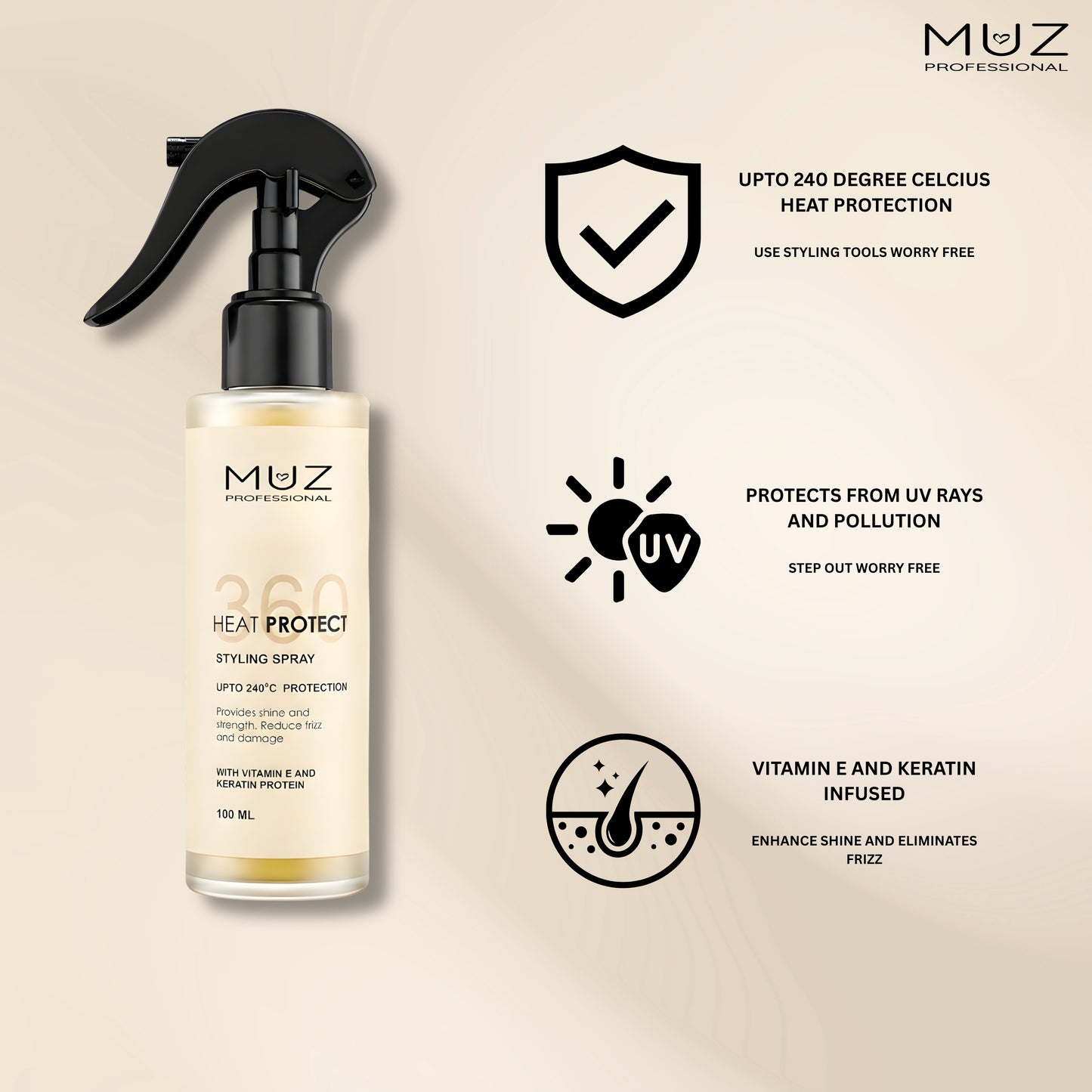 MUZ PROFESSIONAL 360 HEAT PROTECT STYLING SPRAY 100 ML