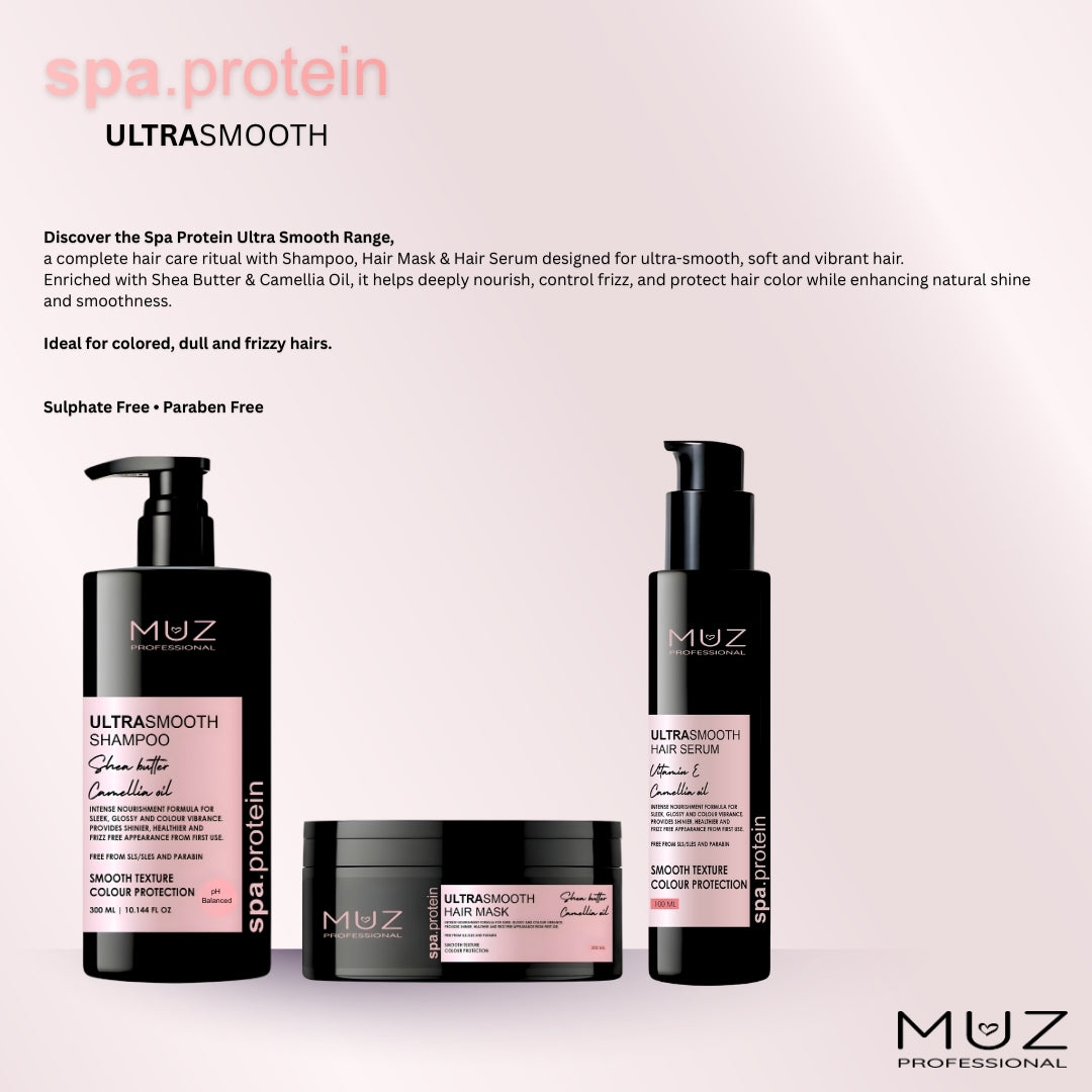 MUZ PROFESSIONAL SPA PROTEIN ULTRASMOOTH SHAMPOO AND HAIR MASK COMBO 300 ML + 200 ML
