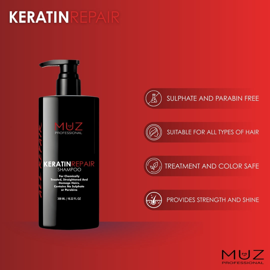 Keratin Repair Shampoo for Chemically Treated & Damaged Hair | Muz Professional