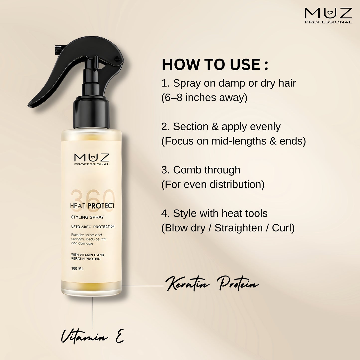 MUZ PROFESSIONAL 360 HEAT PROTECT STYLING SPRAY 100 ML