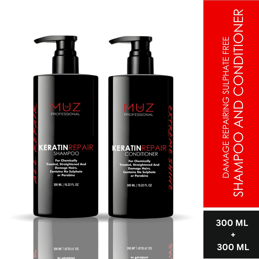 MUZ PROFESSIONAL KERATIN REPAIR SHAMPOO AND CONDITIONER COMBO PACK 300 ML +300 ML