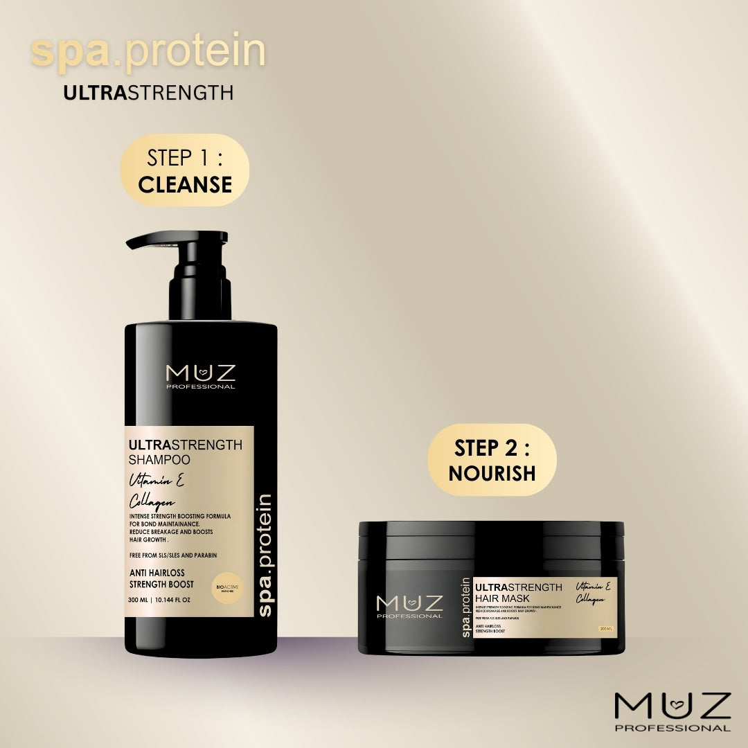MUZ PROFESSIONAL SPA PROTEIN ULTRASTRENGTH SHAMPOO AND HAIR MASK COMBO 300 ML + 200 ML