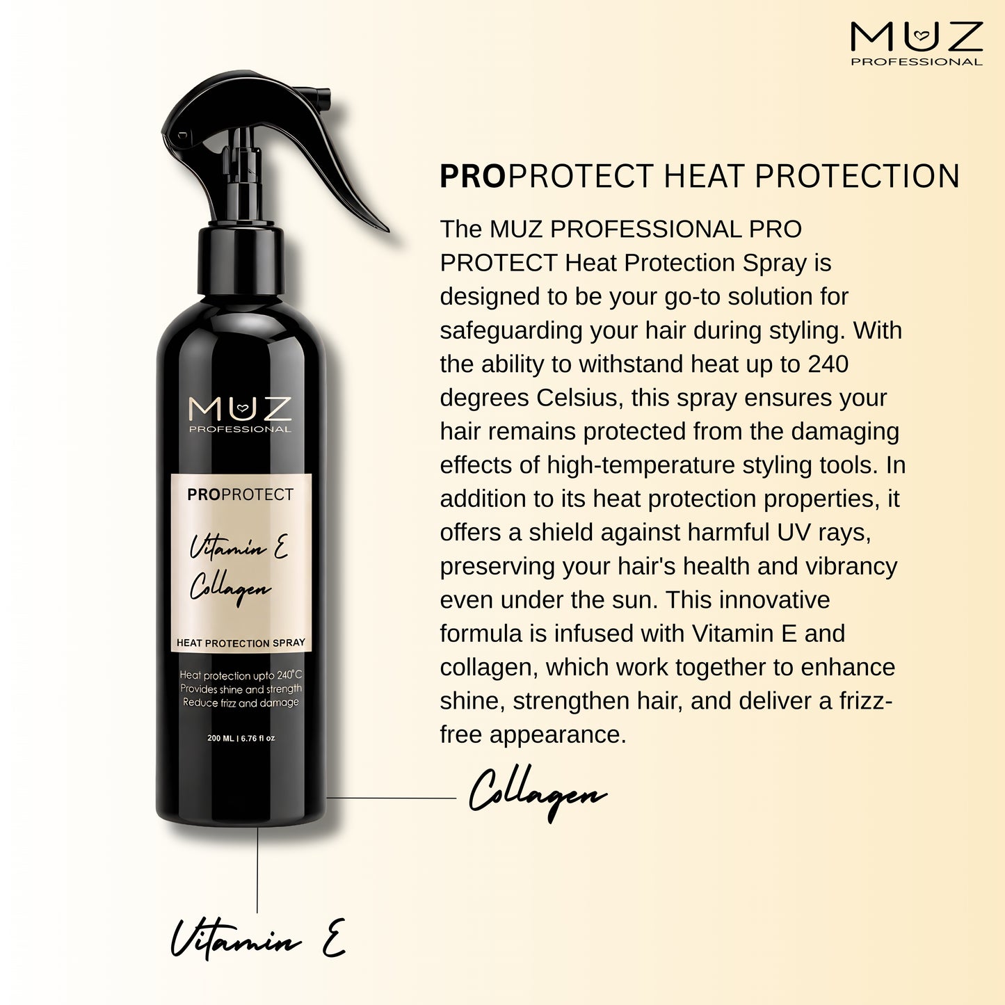MUZ PROFESSIONAL PRO PROTECT HEAT PROTECTION STYLING SPRAY 200 ML