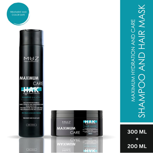 MUZ PROFESSIONAL MAXIMUM CARE SHAMPOO AND HAIR MASK COMBO 300 ML + 200 ML